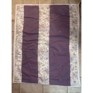 Handmade Tied Quilt Blanket Throw Purple White Floral Striped Reversible Bedding